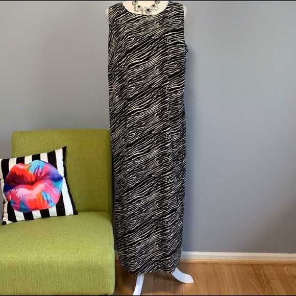 Studio I Sheath Dress sz 12 New with Tags Long Black white zebra - Picture 3 of 13